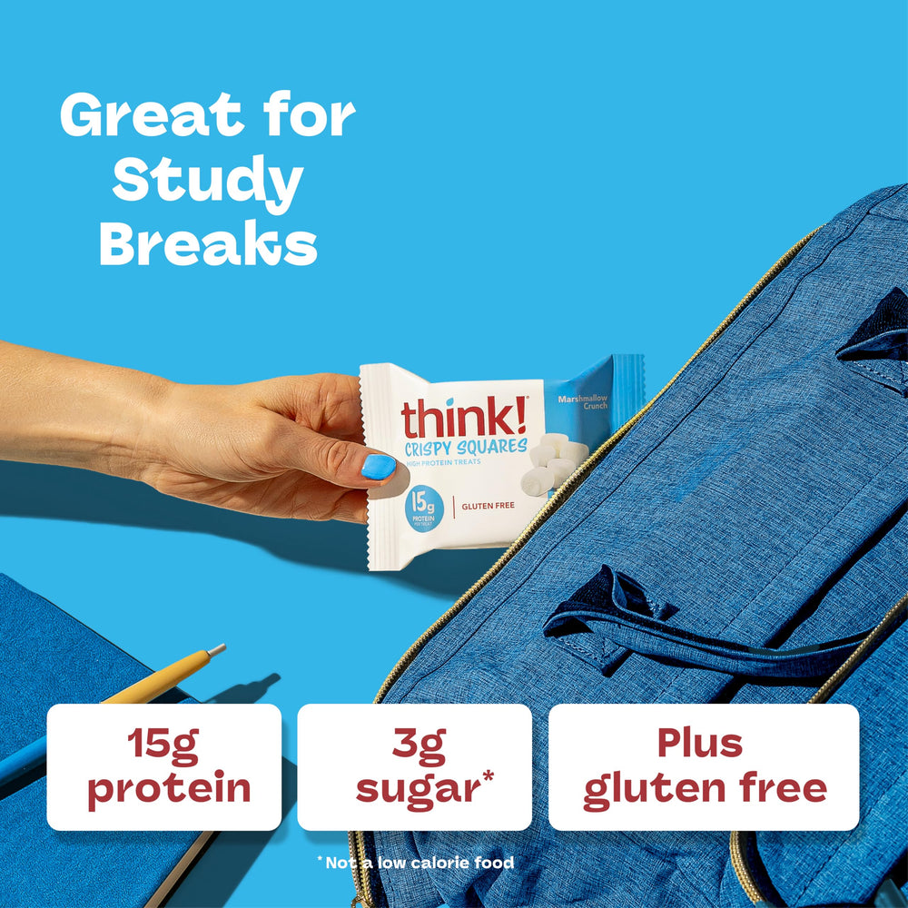 Think High Protein Crispy Squares gluten-free ingredients label and nutrition info