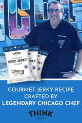 Think Jerky Classic Beef Jerky texture close-up shows tender, flavorful cuts.