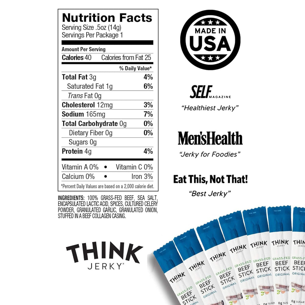 Think Jerky Original Beef Sticks ingredients reveal clean-label, paleo-friendly options.