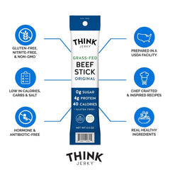 Think Jerky Original Beef Sticks ready-to-eat for on-the-go snacking.