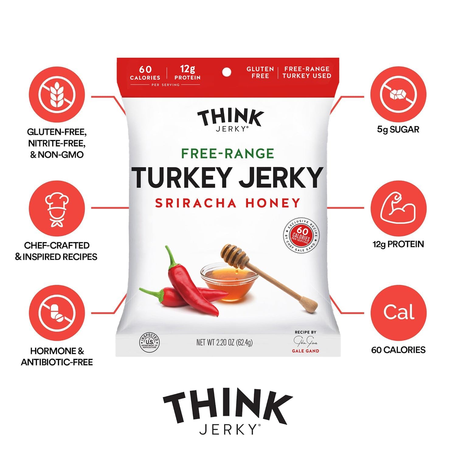 Think Jerky turkey jerky close-up with savory texture for a snack.