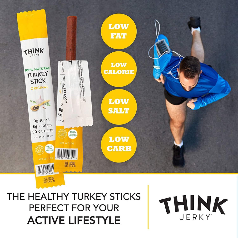 Think Jerky turkey sticks pasture-raised ingredients highlight premium quality.
