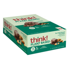 Think! Vegan protein blend ingredients close-up highlights pea, brown rice, and pumpkin proteins.