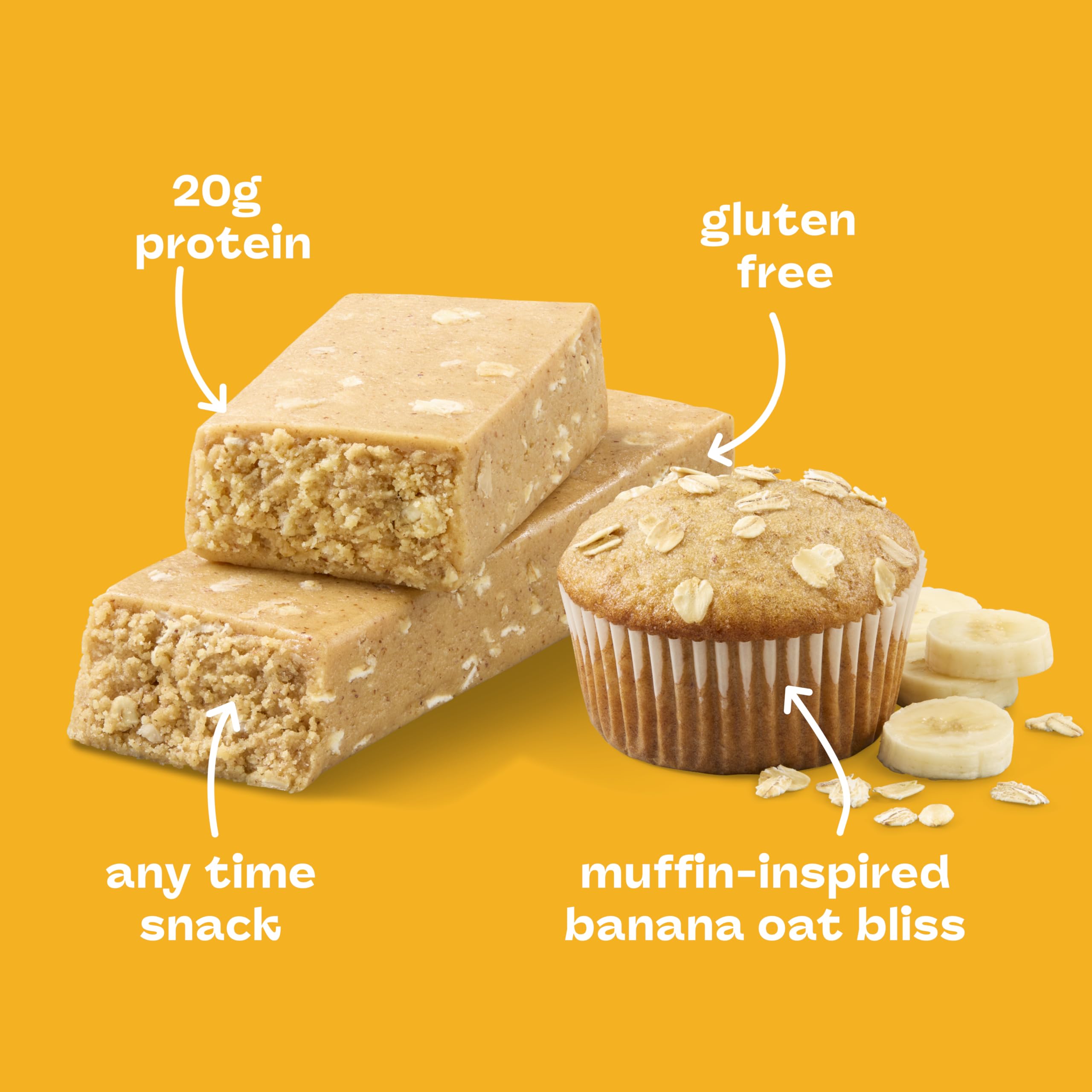 think! Banana Oat Muffin bar being bitten to reveal texture and flavor.