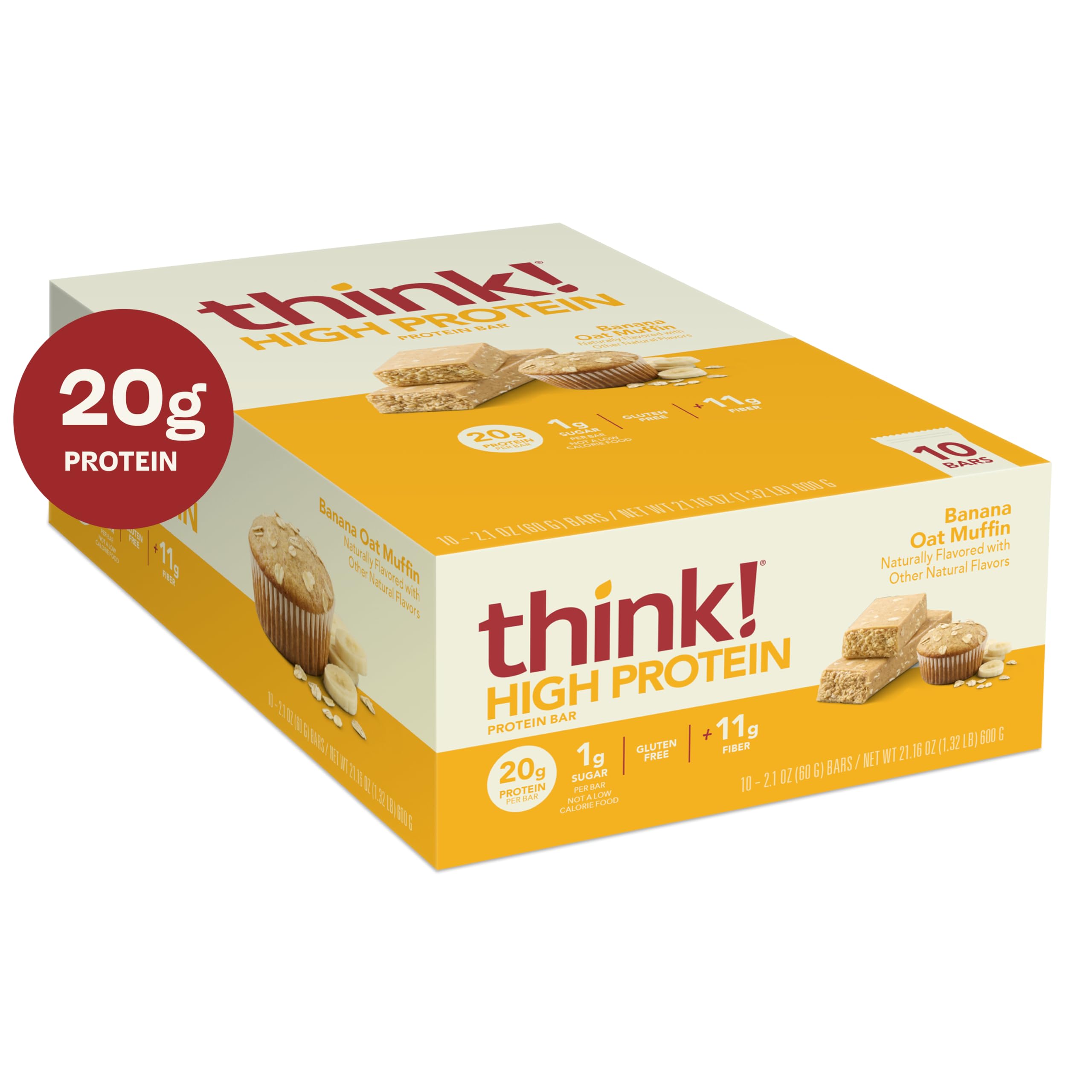 think! Banana Oat Muffin lifestyle shot illustrating a quick, satisfying snack between tasks.