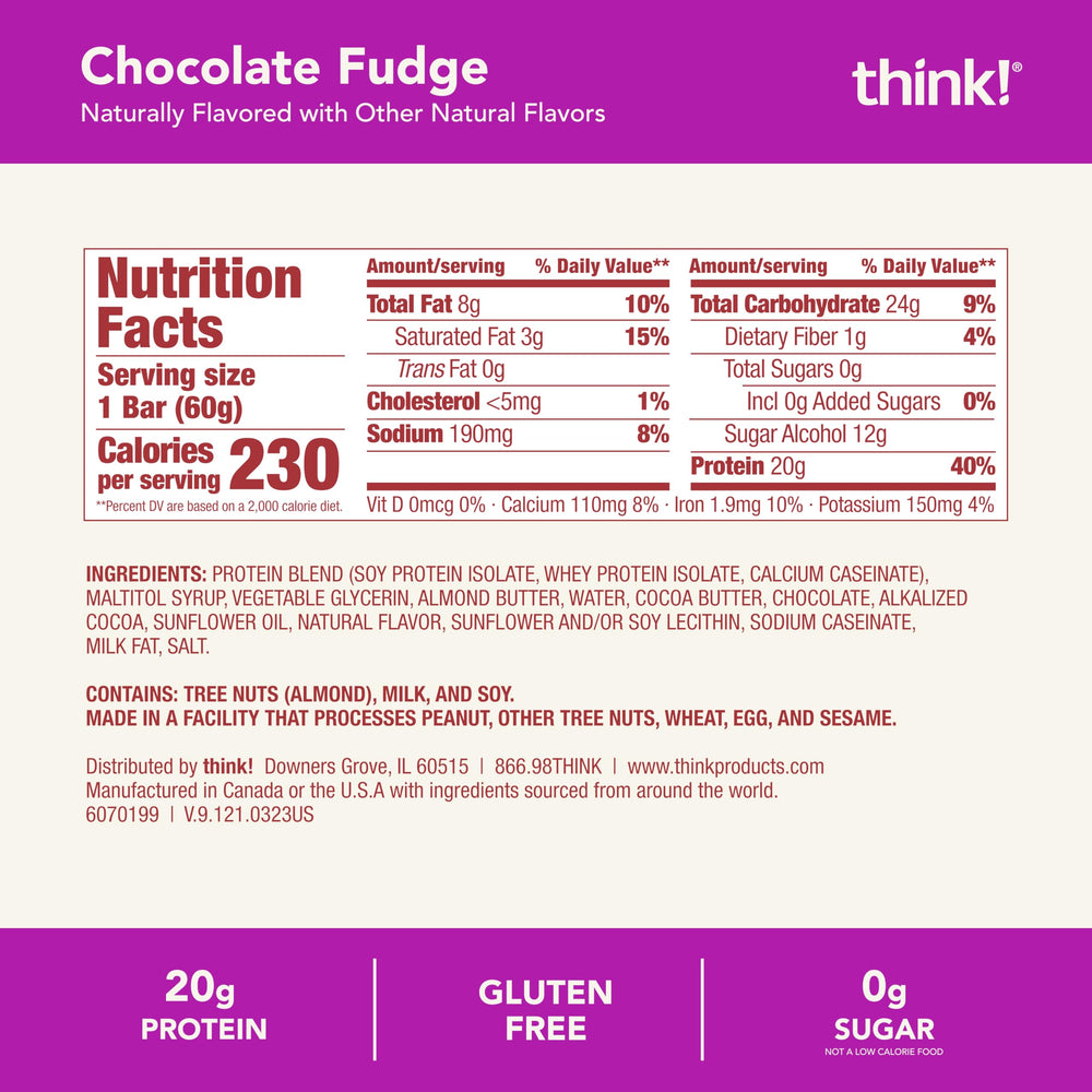 Think! Chocolate Fudge bar single-serve packaging ideal for travel
