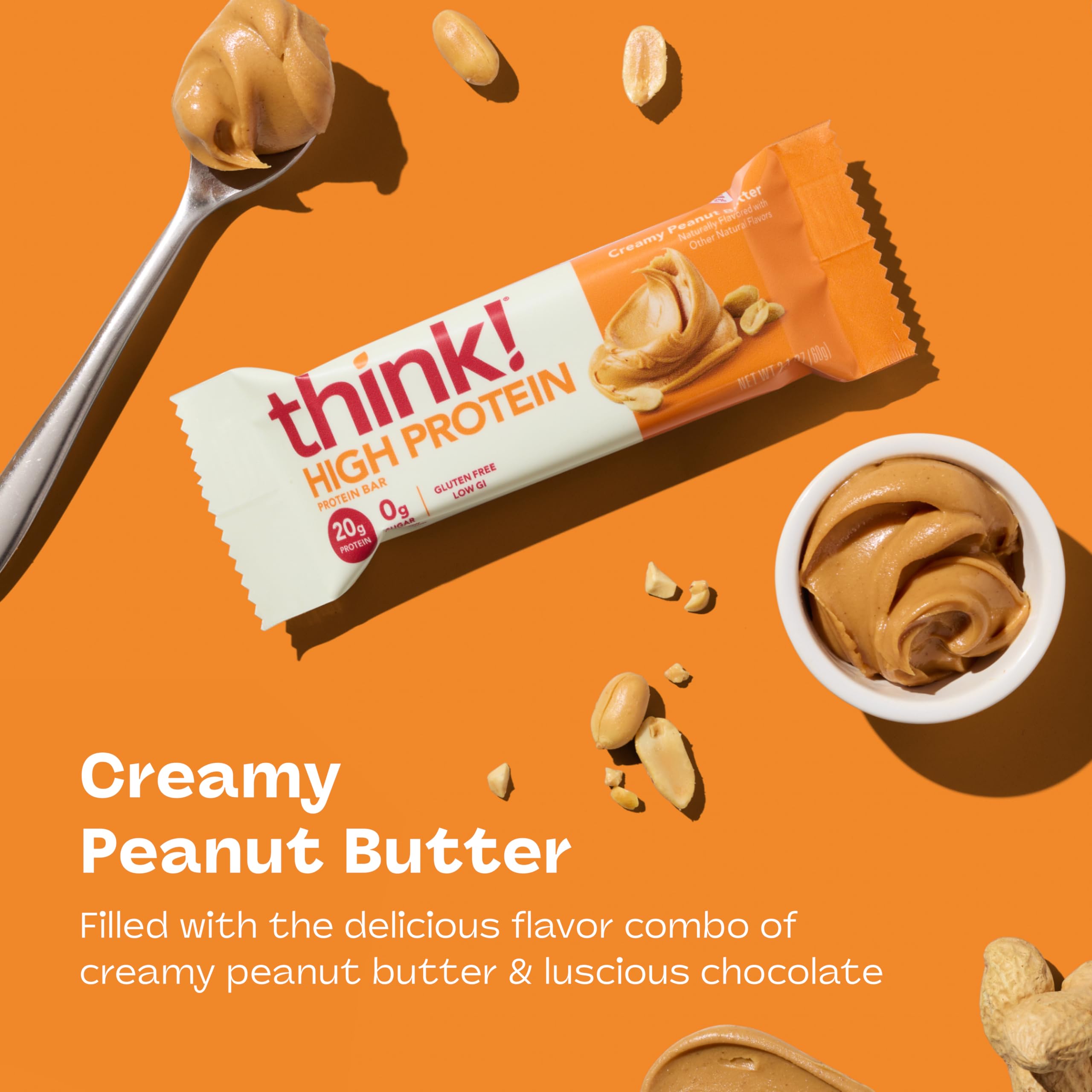 Think! Protein bars high-protein closeup showing texture and chocolate coating for workouts.