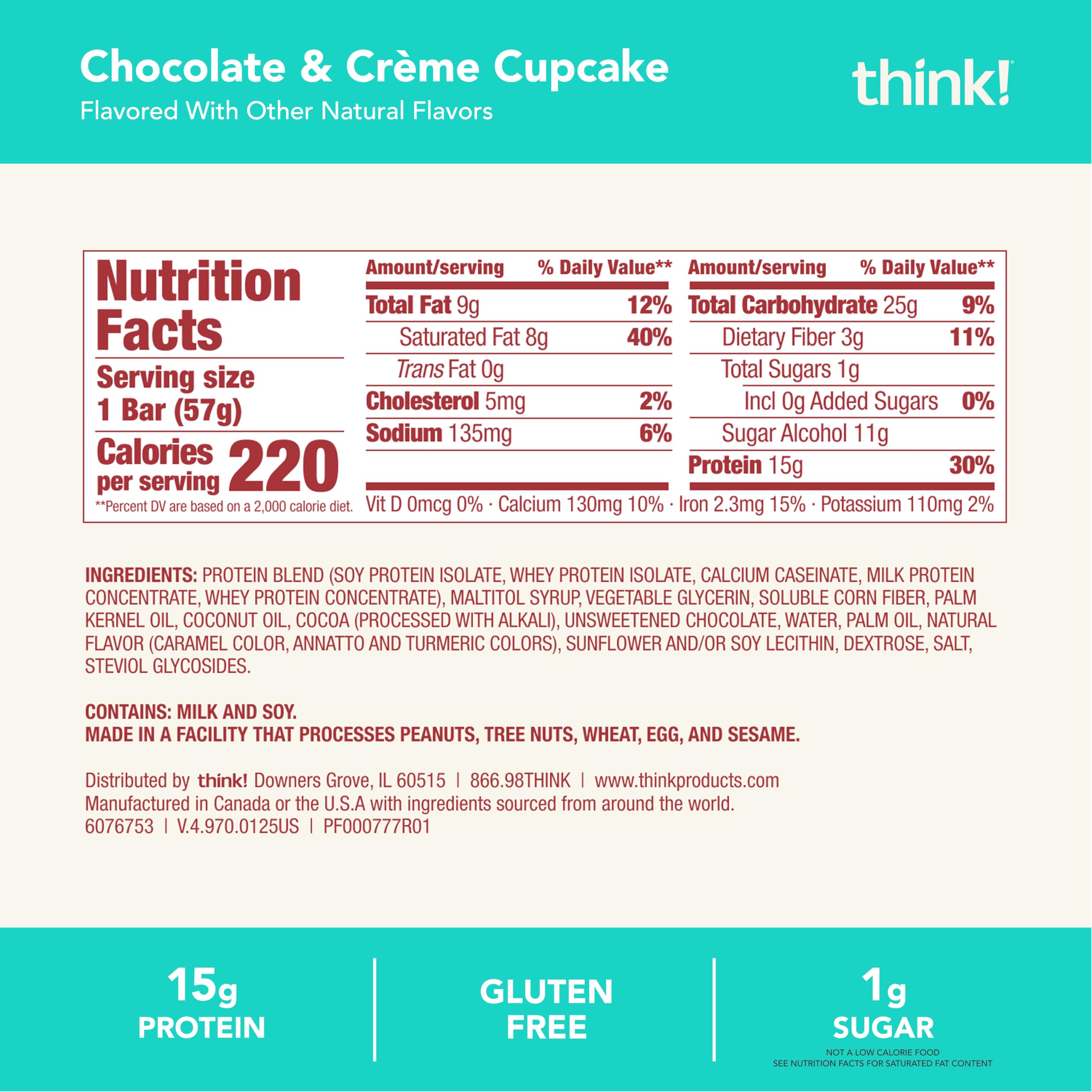 Think! nutrition panel highlights fiber and iron content.