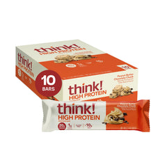 Think! Protein Bar peanut butter chocolate chunks pack on-the-go high protein snack