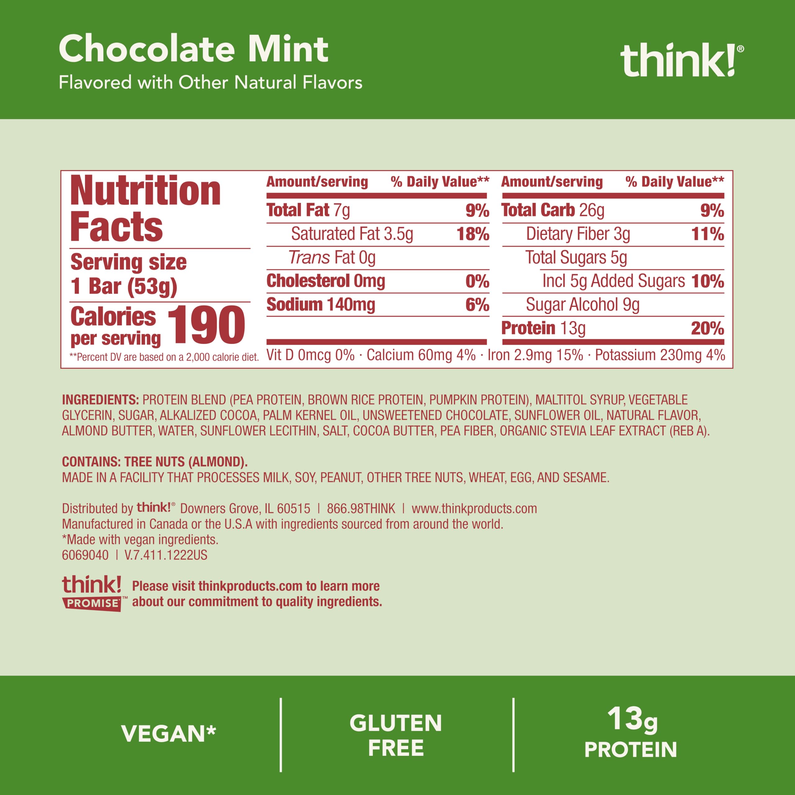 think! Chocolate Mint bar pack of 10 enables extended snacking