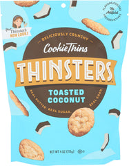 Thinsters Toasted Coconut Cookie Thins pack on-the-go snack with fresh, crispy coconut flavor