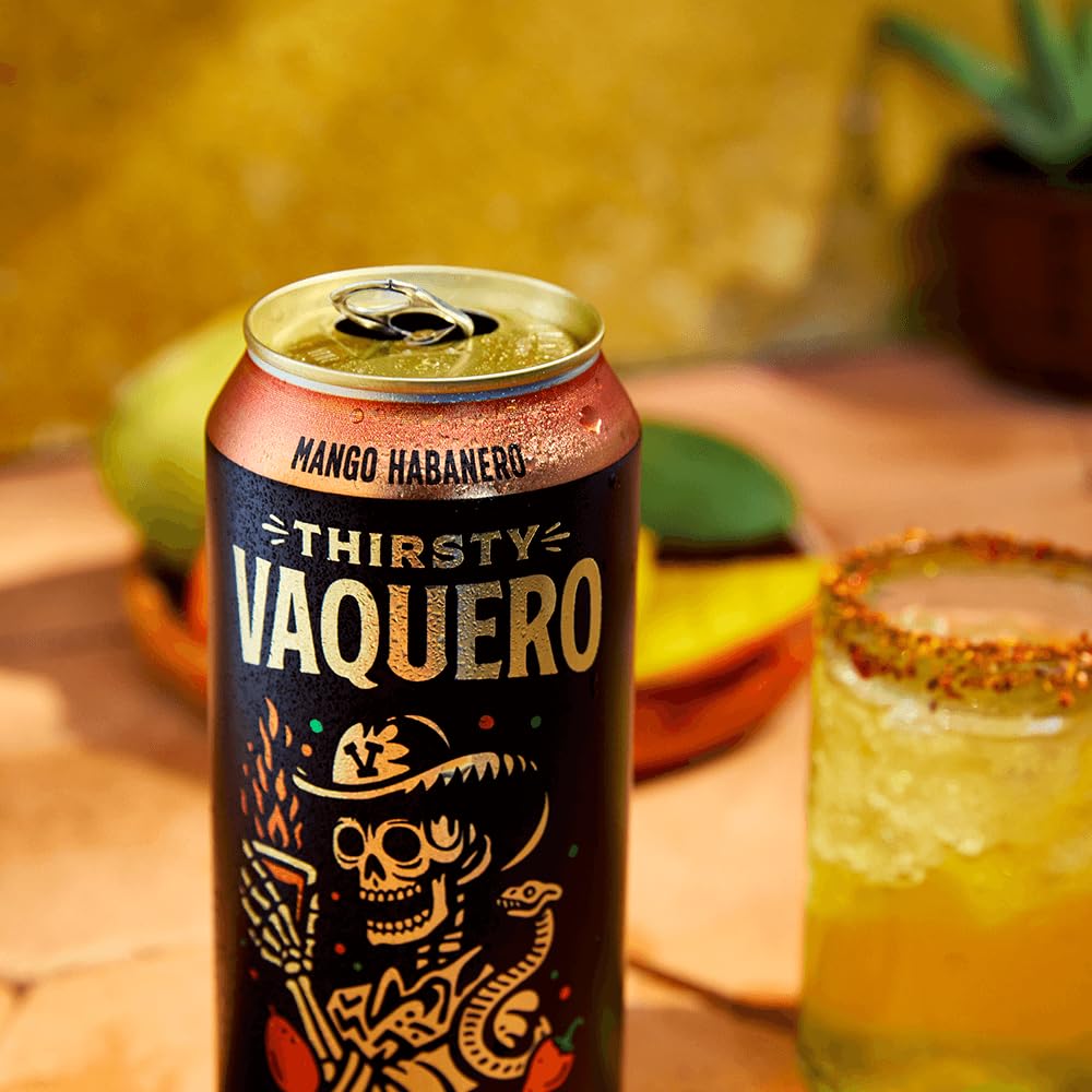 Thirsty Vaquero organic agave can—smooth sweetness complements spicy profiles.