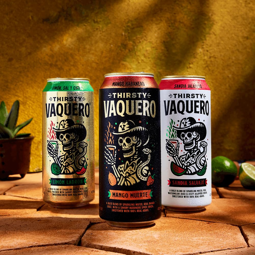 Thirsty Vaquero Sandia Salvaje can—watermelon jalapeno, refreshing sparkle for summer picnics.