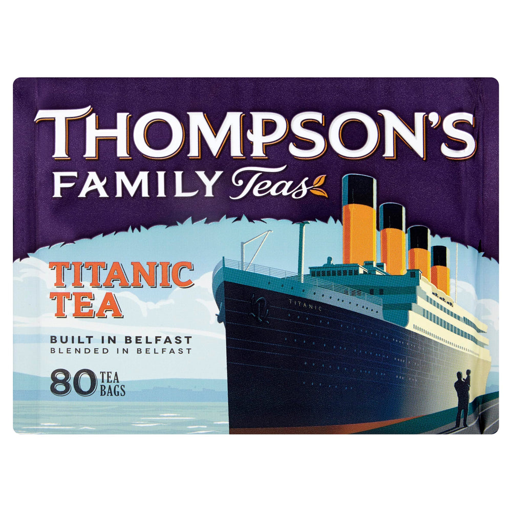 Thompson's Titanic Tea 80 bags ready for daily brewing, ideal for a quick comforting cup.
