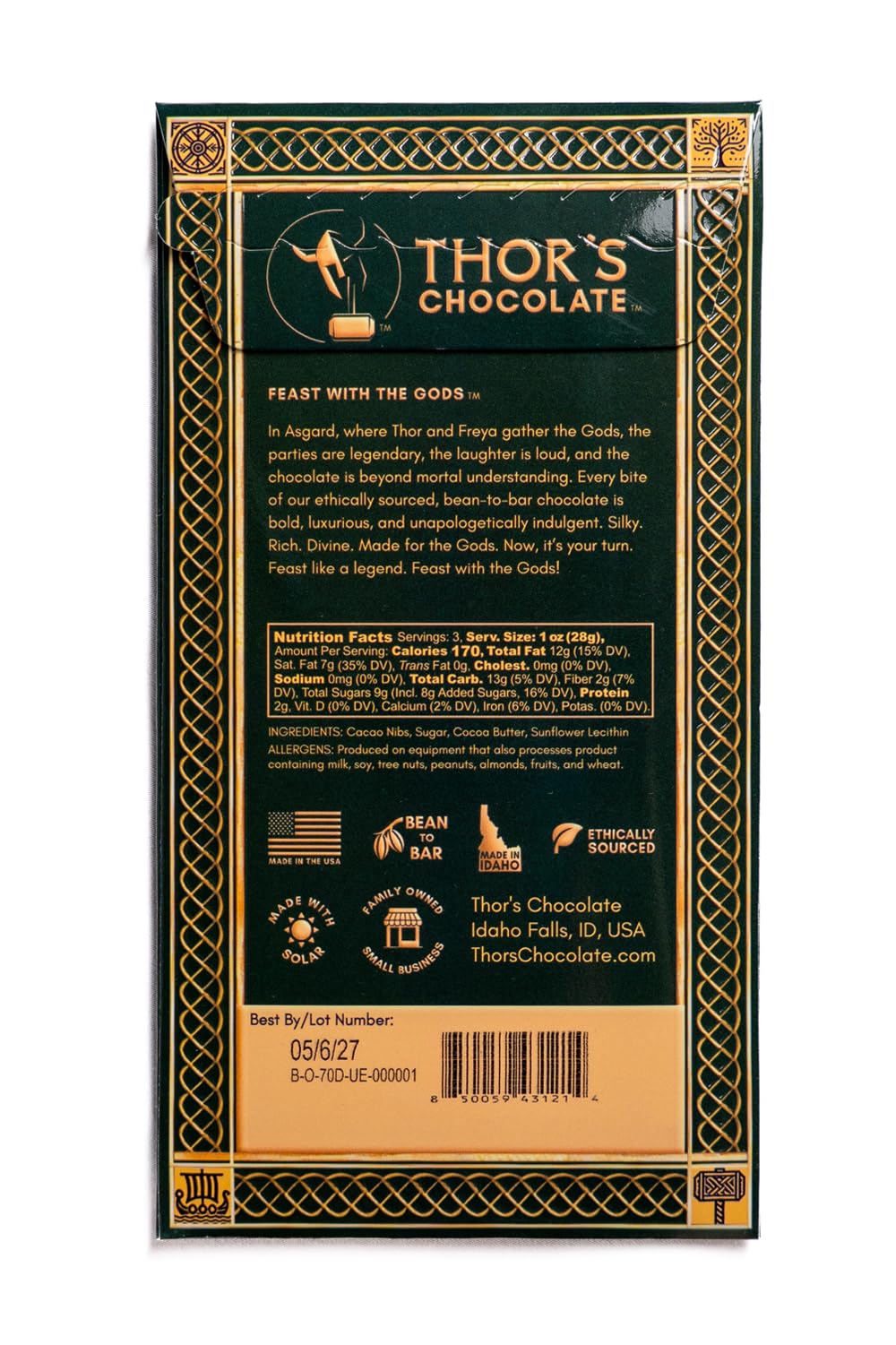 Thor's Chocolate handcrafted bar celebrating artisanal luxury.
