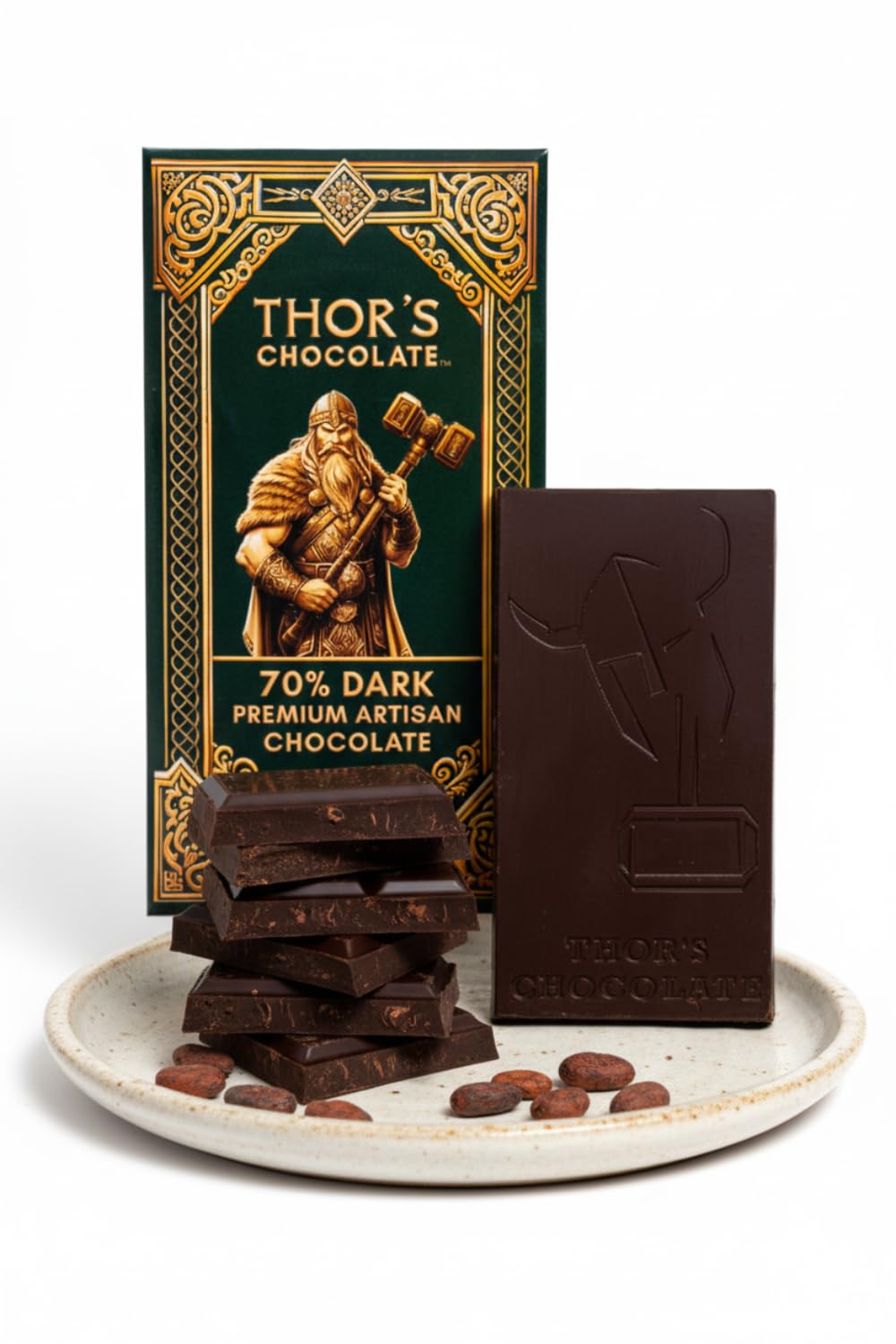 Thor's Chocolate origin blend image showcases ethically sourced cacao from legendary regions.