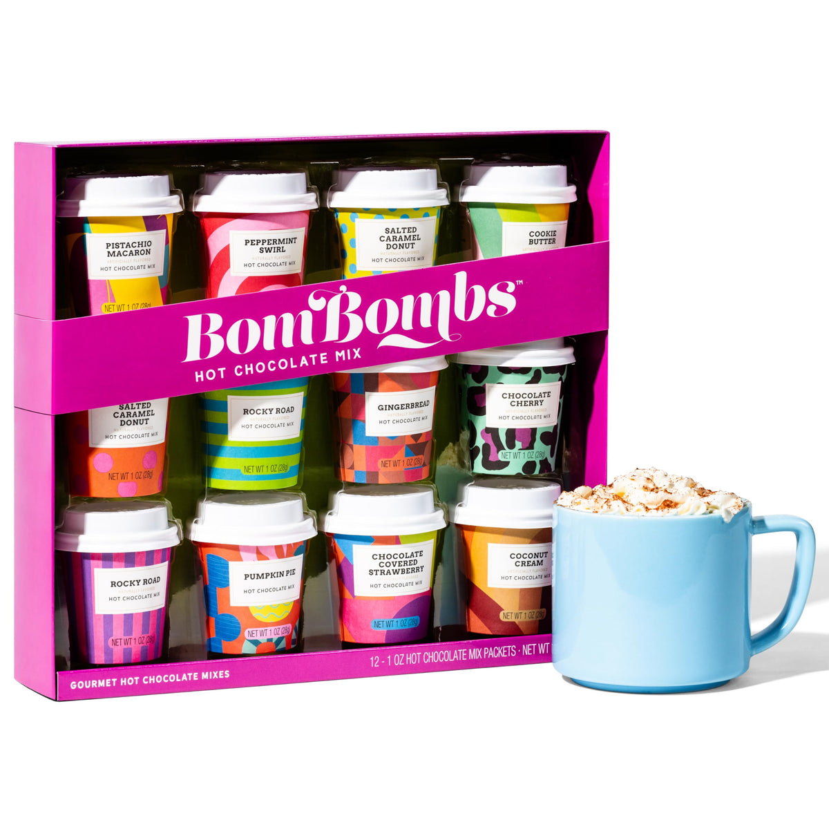 Thoughtfully BomBombs hot chocolate gift set with 12 flavors for cozy gifting.