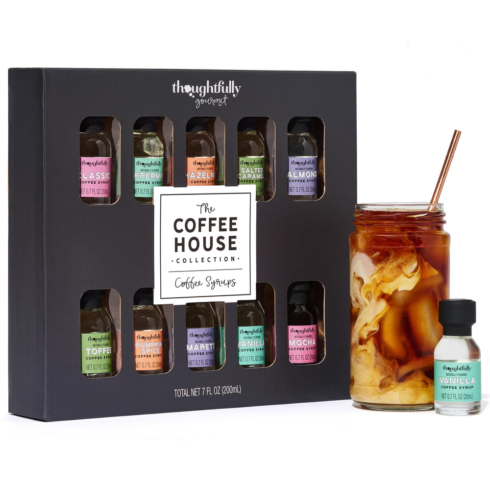 Thoughtfully Gourmet coffee syrup sampler pack for versatile home coffee creations.