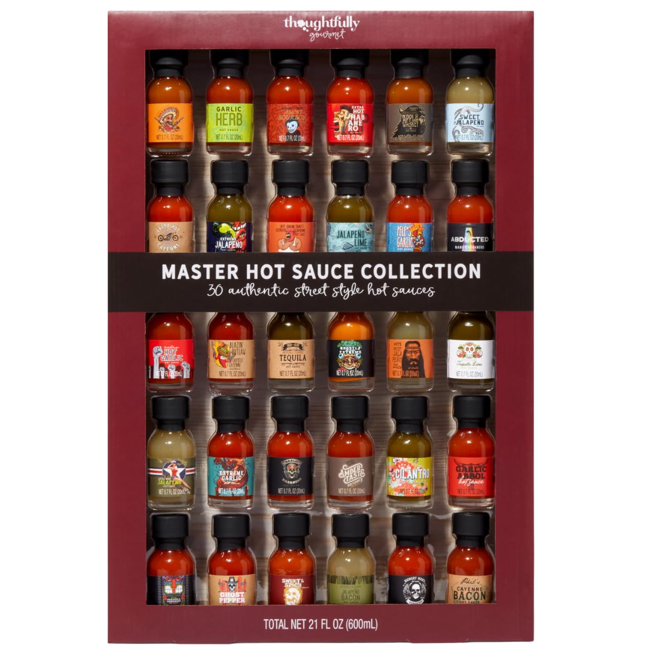 Thoughtfully Gourmet master hot sauce collection front view, ideal for gifting or tasting sessions.