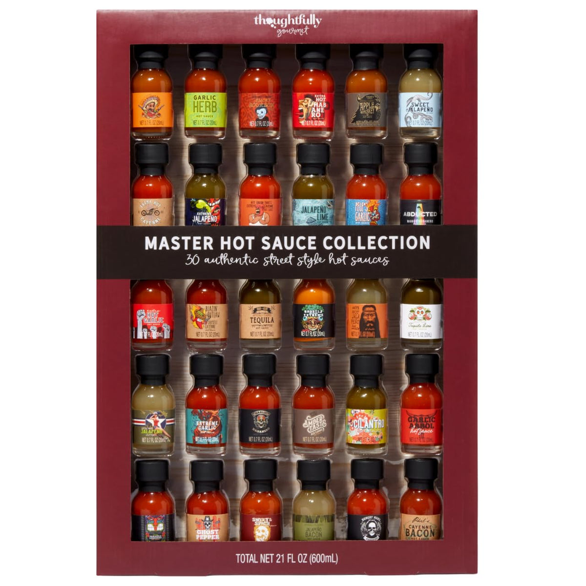 Thoughtfully Gourmet master hot sauce collection front view, ideal for gifting or tasting sessions.