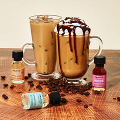 Thoughtfully mocha coffee syrup bottle for rich chocolatey beverages at home.