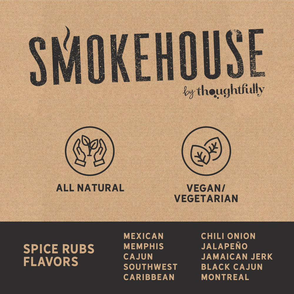 Thoughtfully Smokehouse grill night setup shows ready-to-use spice rubs for grilling