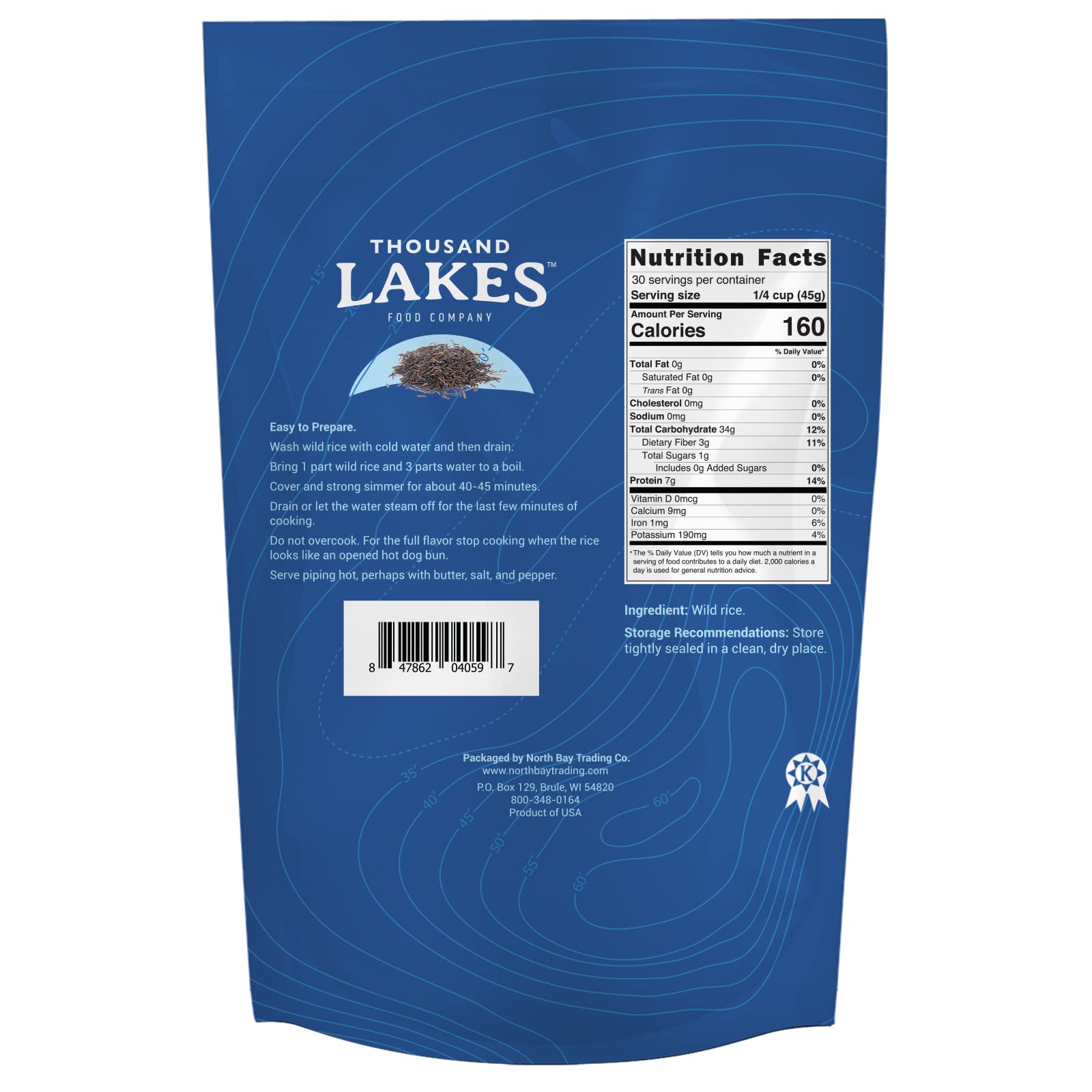 Thousand Lakes Minnesota wild rice 3lb bag ready to simmer