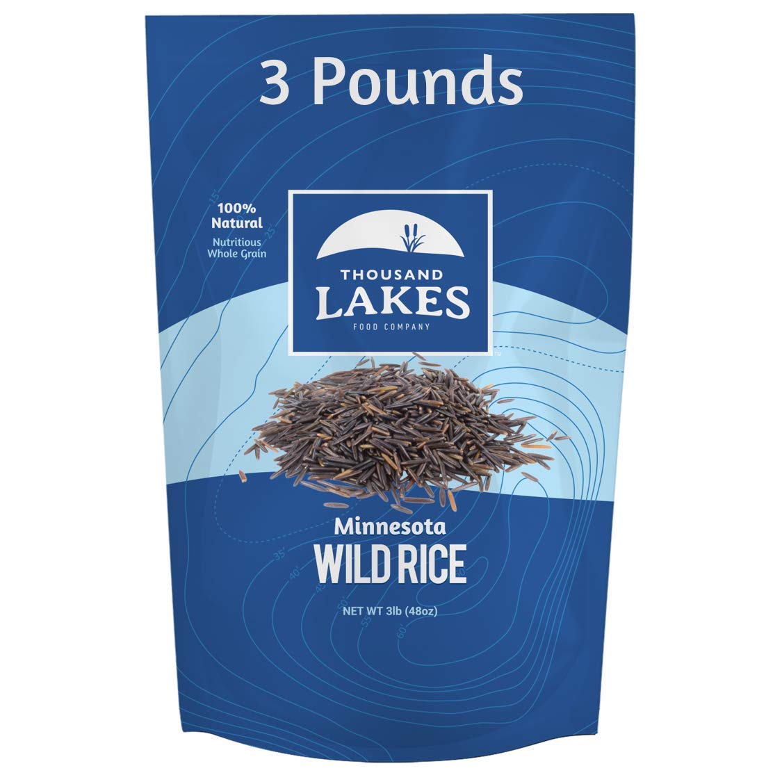 Thousand Lakes wild rice bulk pouch visible in kitchen for meal prep