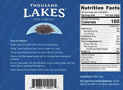 Thousand Lakes wild rice grains closeup highlights long 3/8 inch kernels.