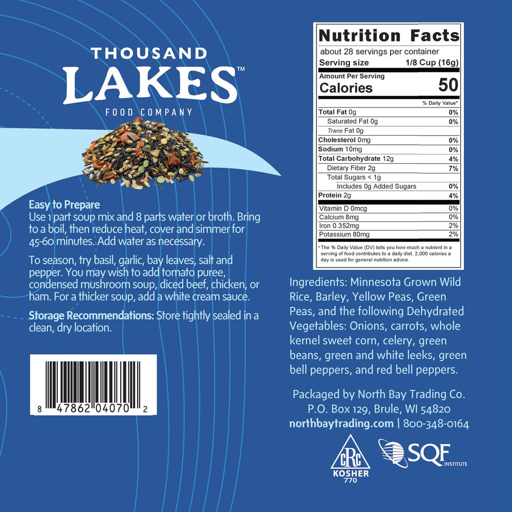 Thousand Lakes Wild Rice Vegetable Dry Mix highlights Minnesota-grown ingredients for cozy vegetable soups.