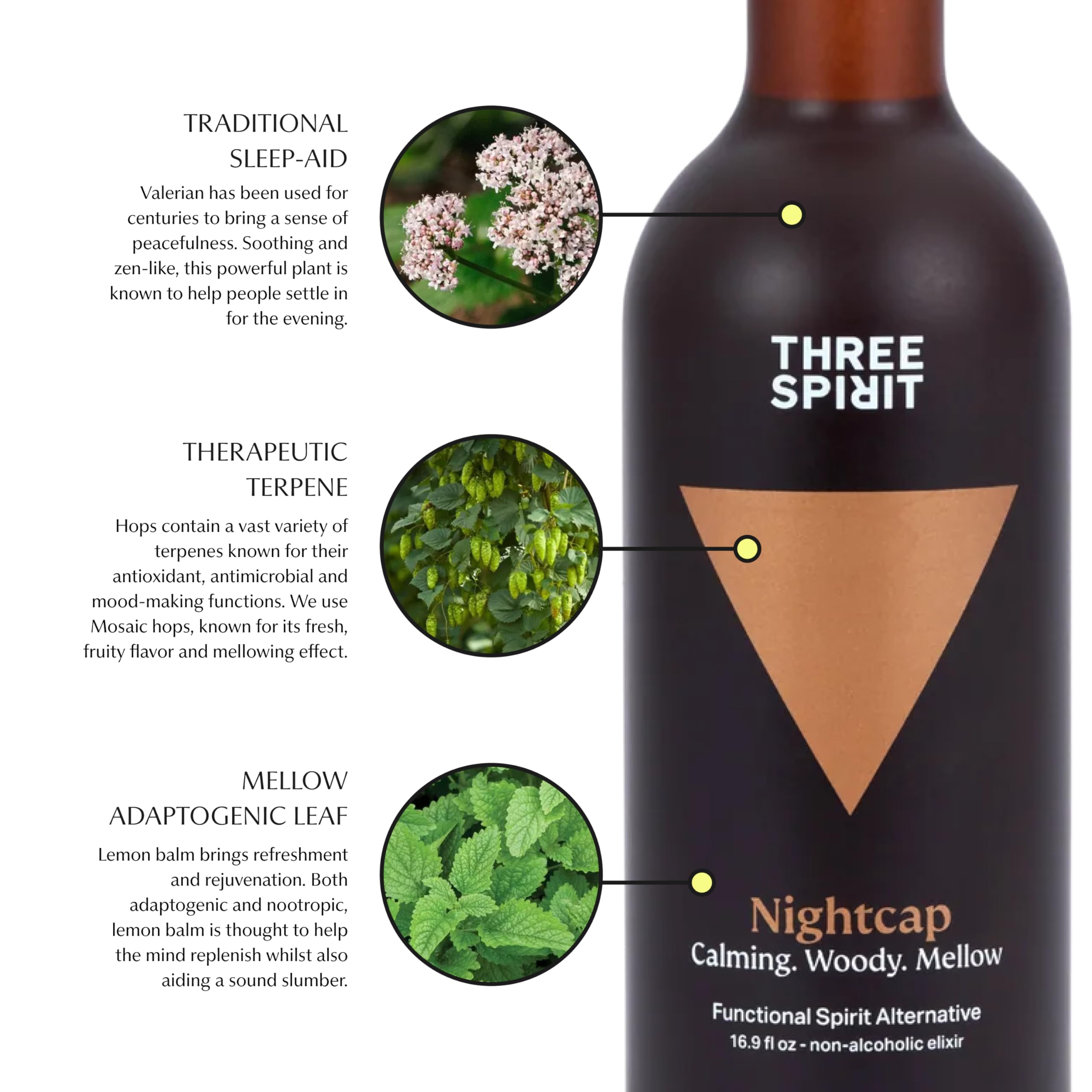 Three Spirit Nightcap aroma close-up highlighting spice and citrus notes