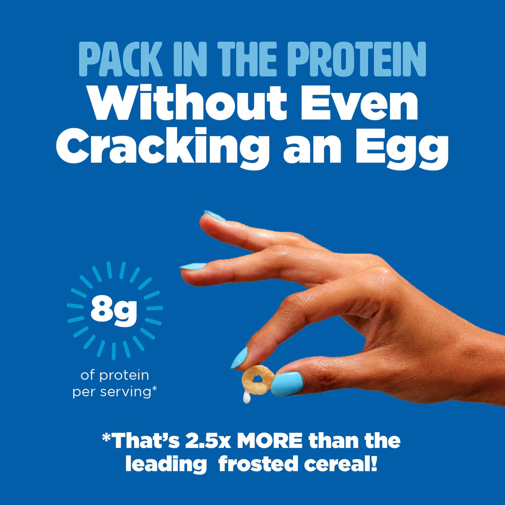 Three Wishes Frosted cereal label notes 8g protein per serving