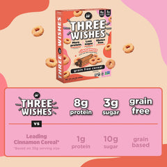 Six-pack Three Wishes cereal box on kitchen counter for convenient mornings