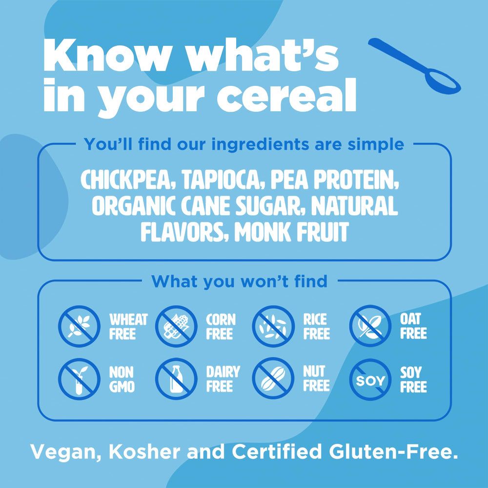 Three Wishes 6-pack display showcases plant-based, non-GMO cereal for families.