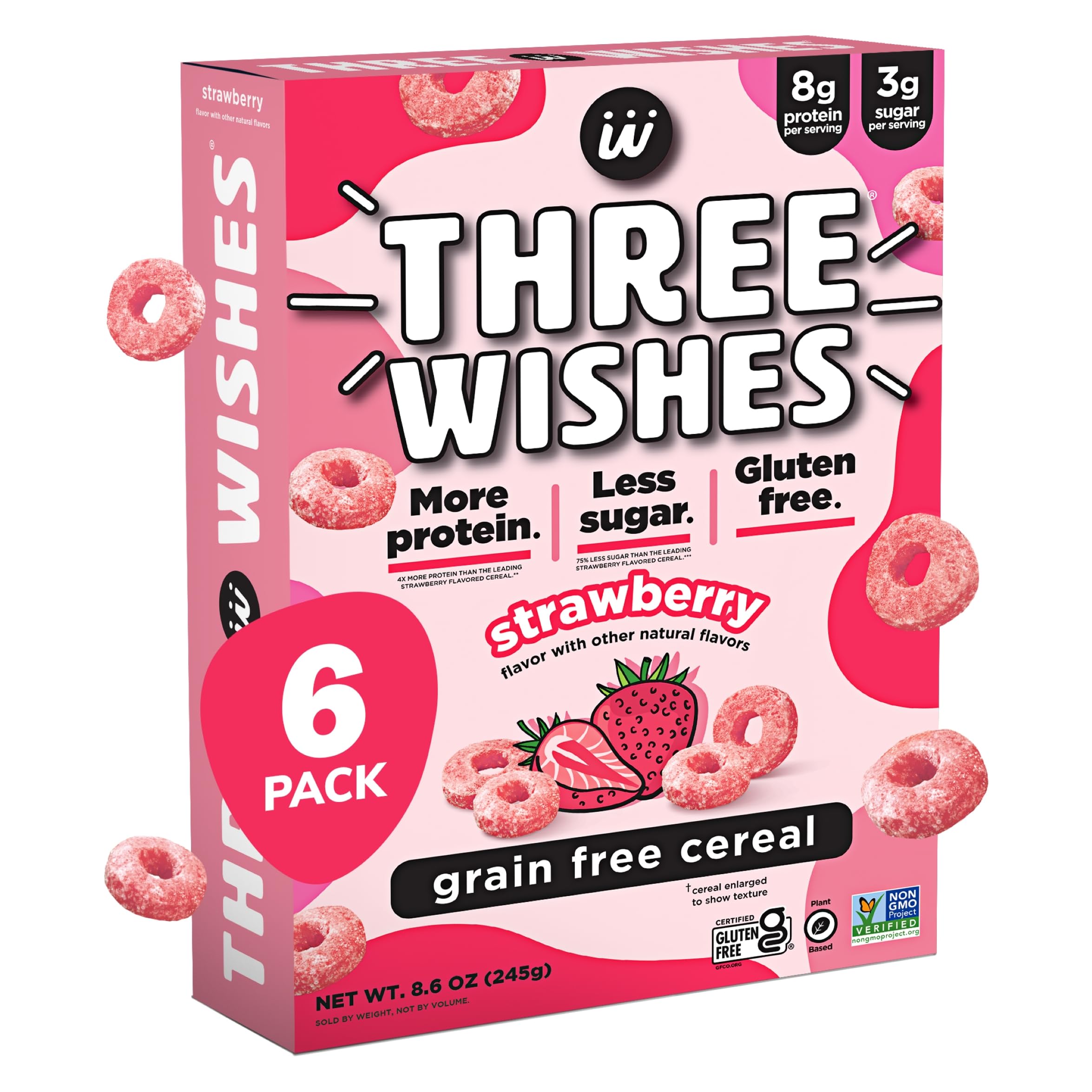 Three Wishes strawberry cereal bowl, gluten-free and protein-rich breakfast option