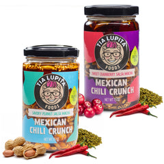 TIA LUPITA Salsa Macha bottle pour highlights bold finishing flavor