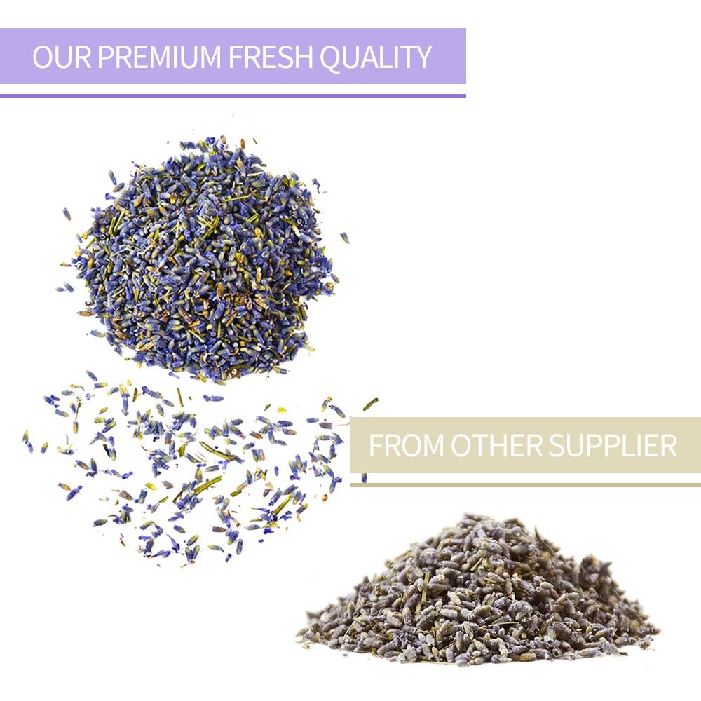 Detail of Tian Hu Shan 5A blue lavender buds for premium quality visuals