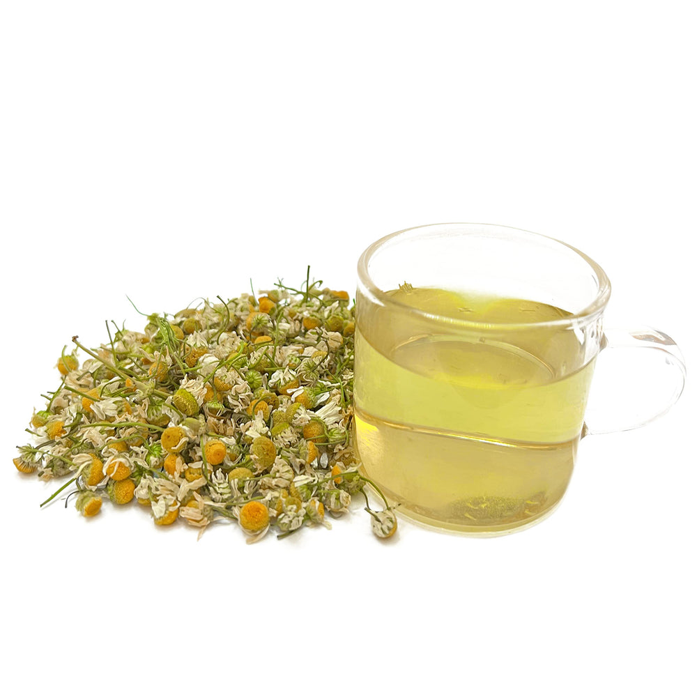 Tian Hu Shan Chamomile Flowers ready to steep: easy brew for cozy moments.