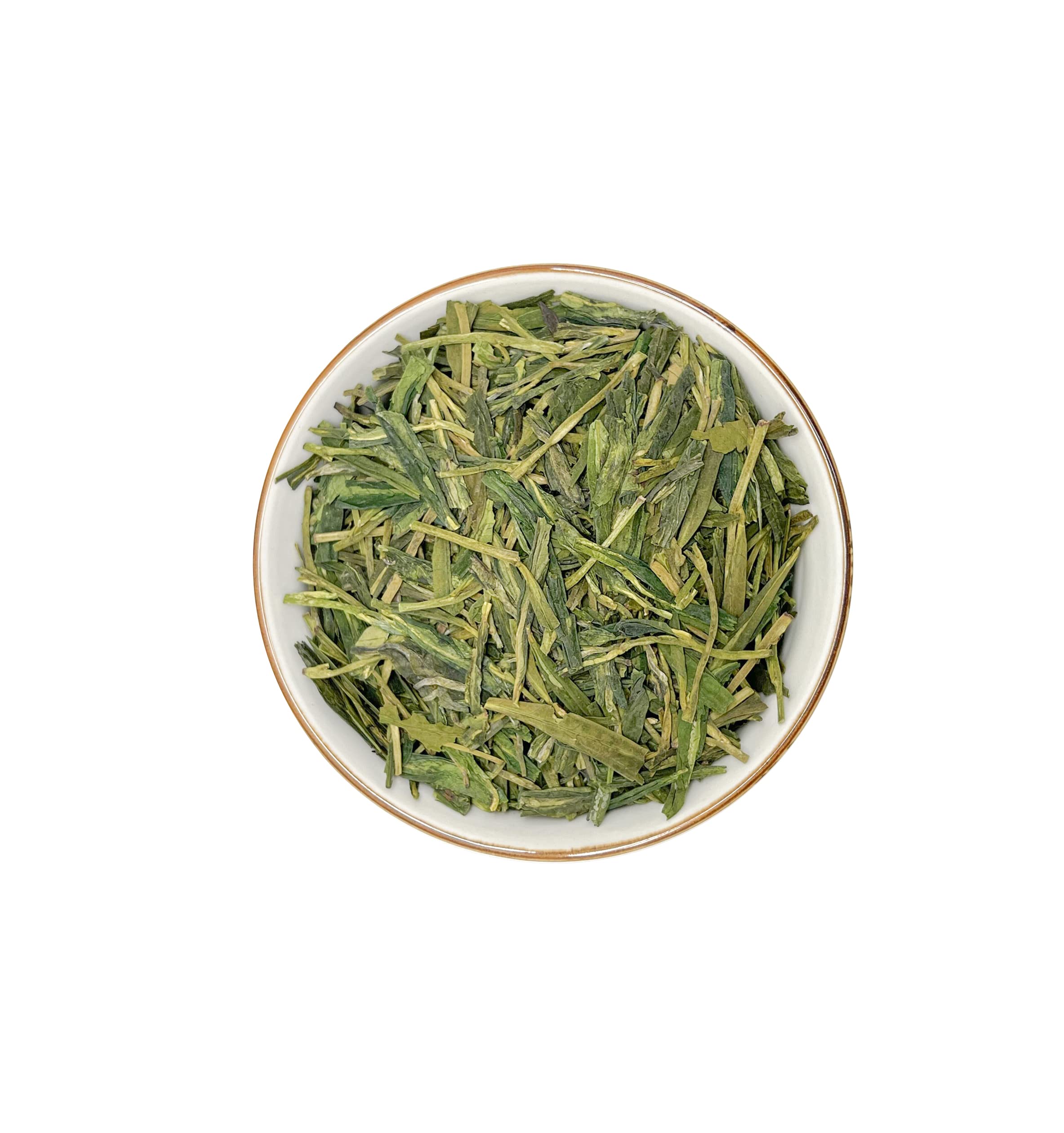 Tian Hu Shan Dragon Well pan-fired leaves, offering chestnut notes and velvety texture.