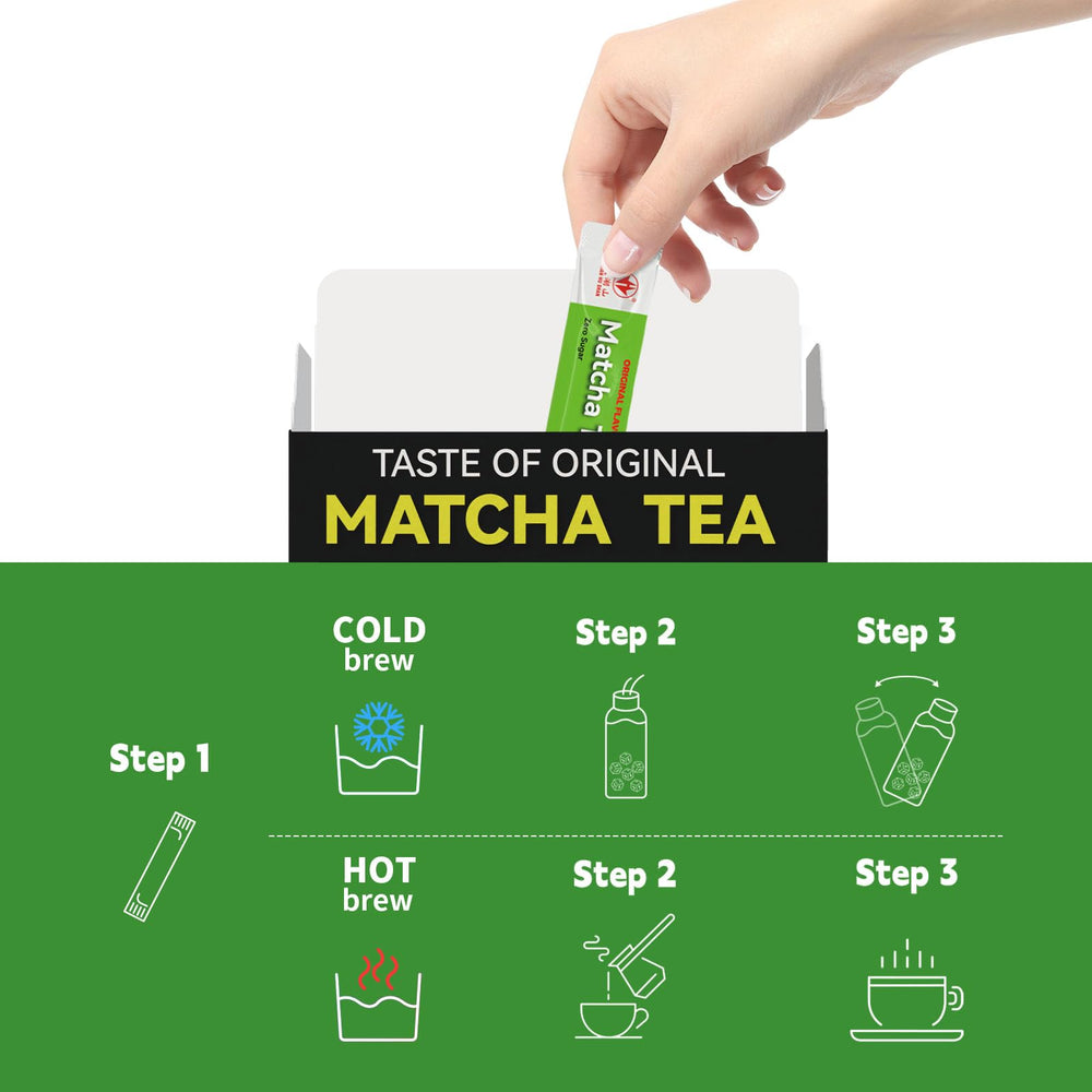 Tian Hu Shan Matcha Sticks hot beverage preparation ready in minutes.