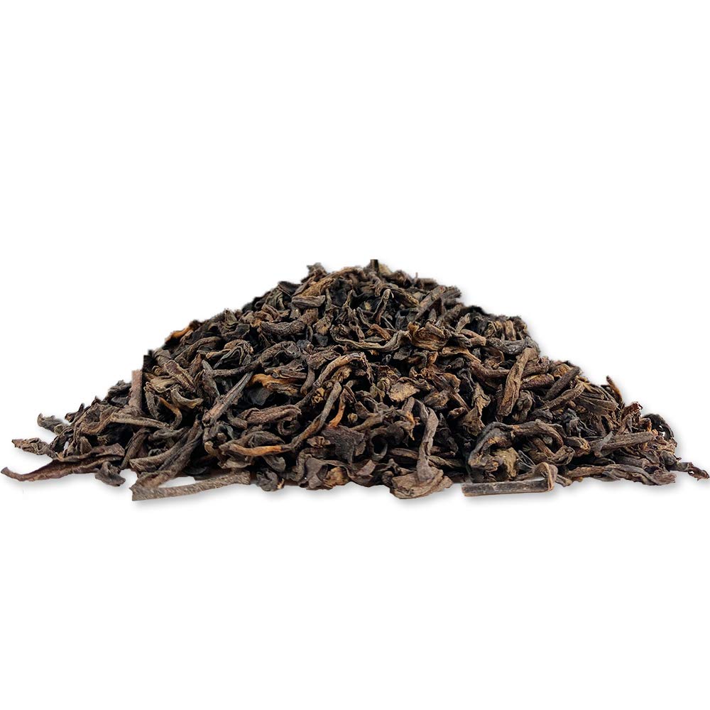 Tian Hu Shan Puerh loose leaves close-up shows depth of flavor.
