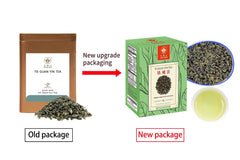 Tian Hu Shan tea tin packaging highlights craftsmanship and freshness for Tie Guan Yin lovers.