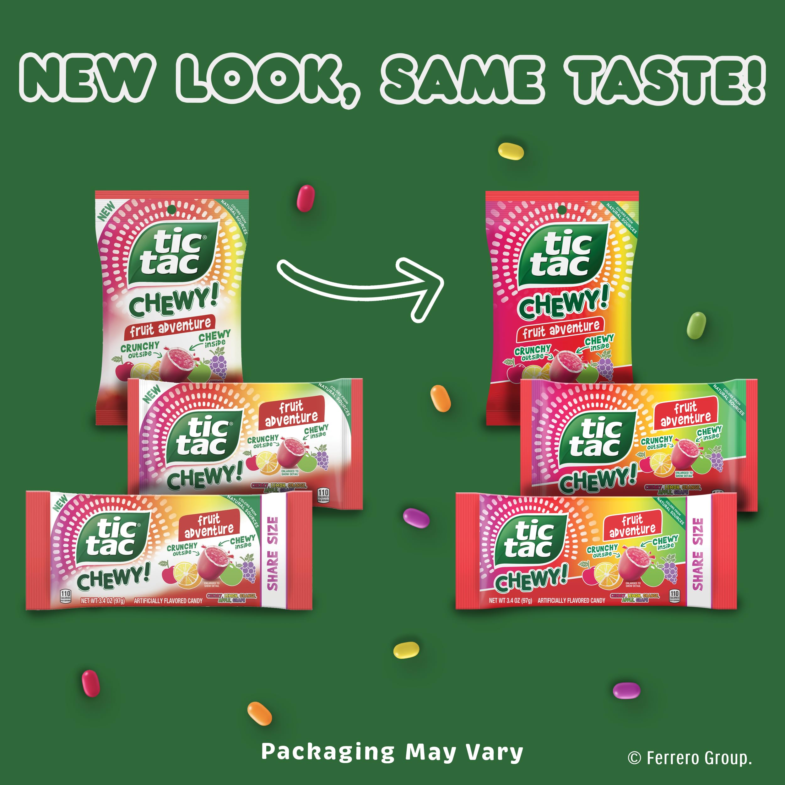 TIC TAC CHEWY Fruit Adventure grape close-up, intense fruity chew.