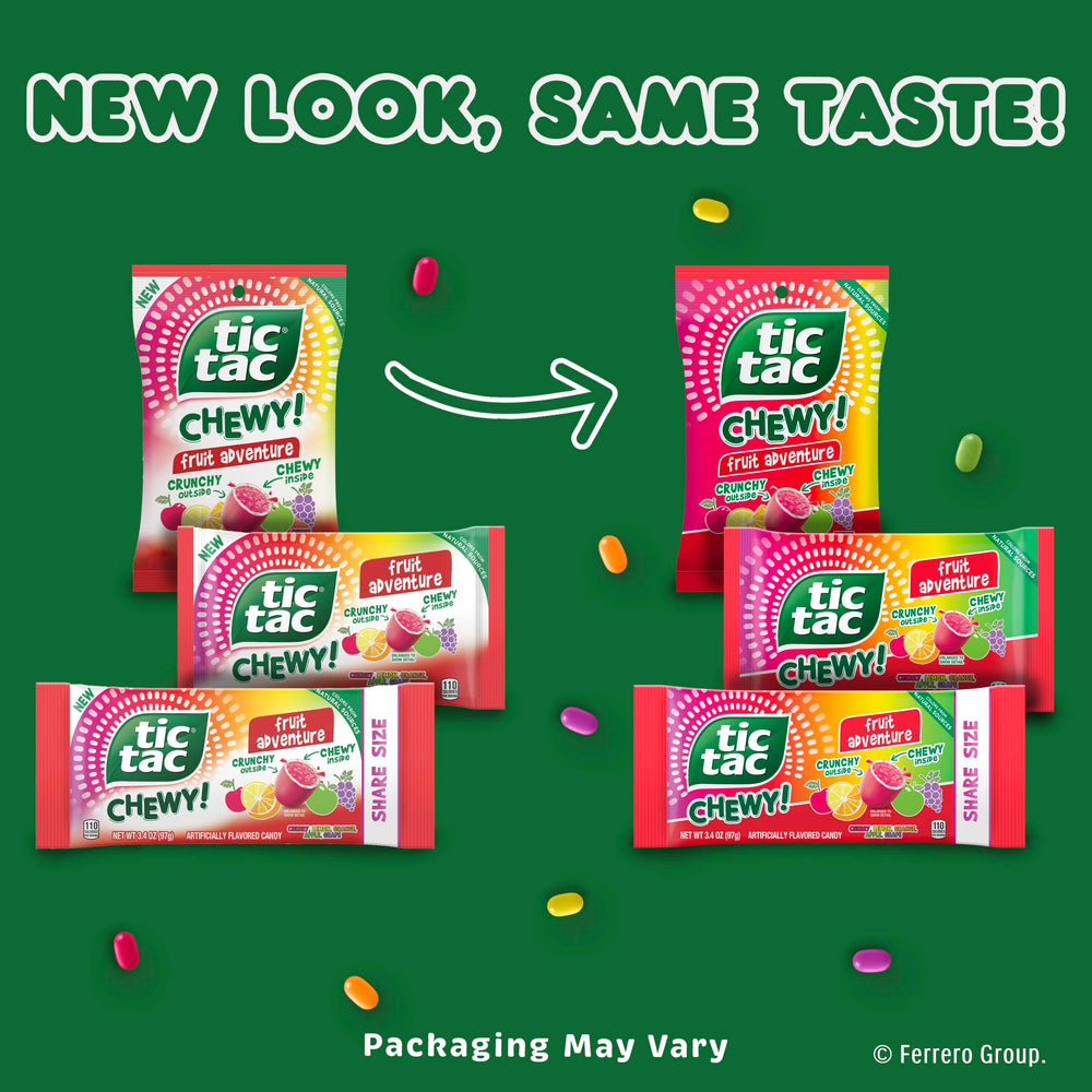 TIC TAC CHEWY Fruit Adventure grape close-up, intense fruity chew.