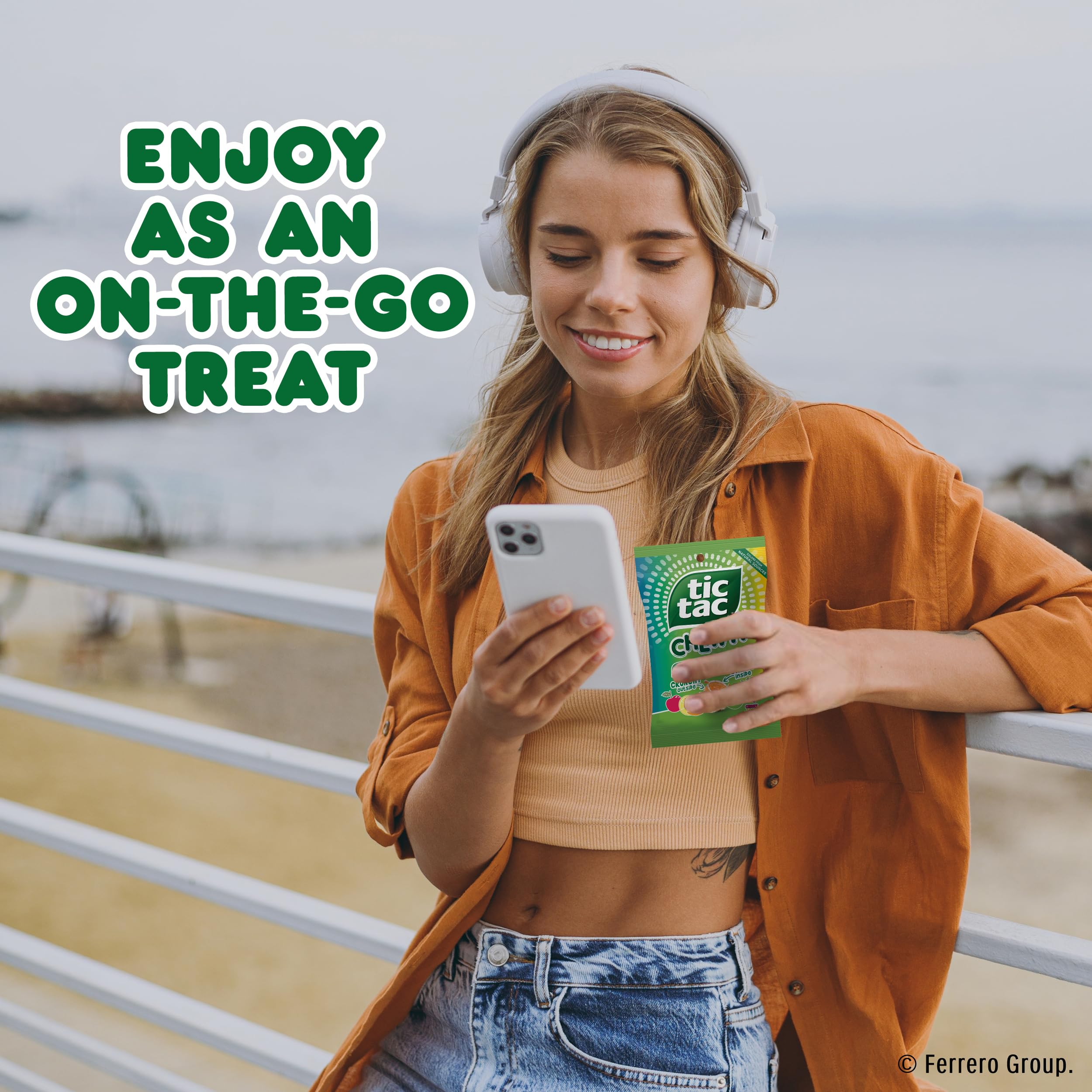 TIC TAC CHEWY Gluten-free and no GMO ingredients noted for mindful snacking.