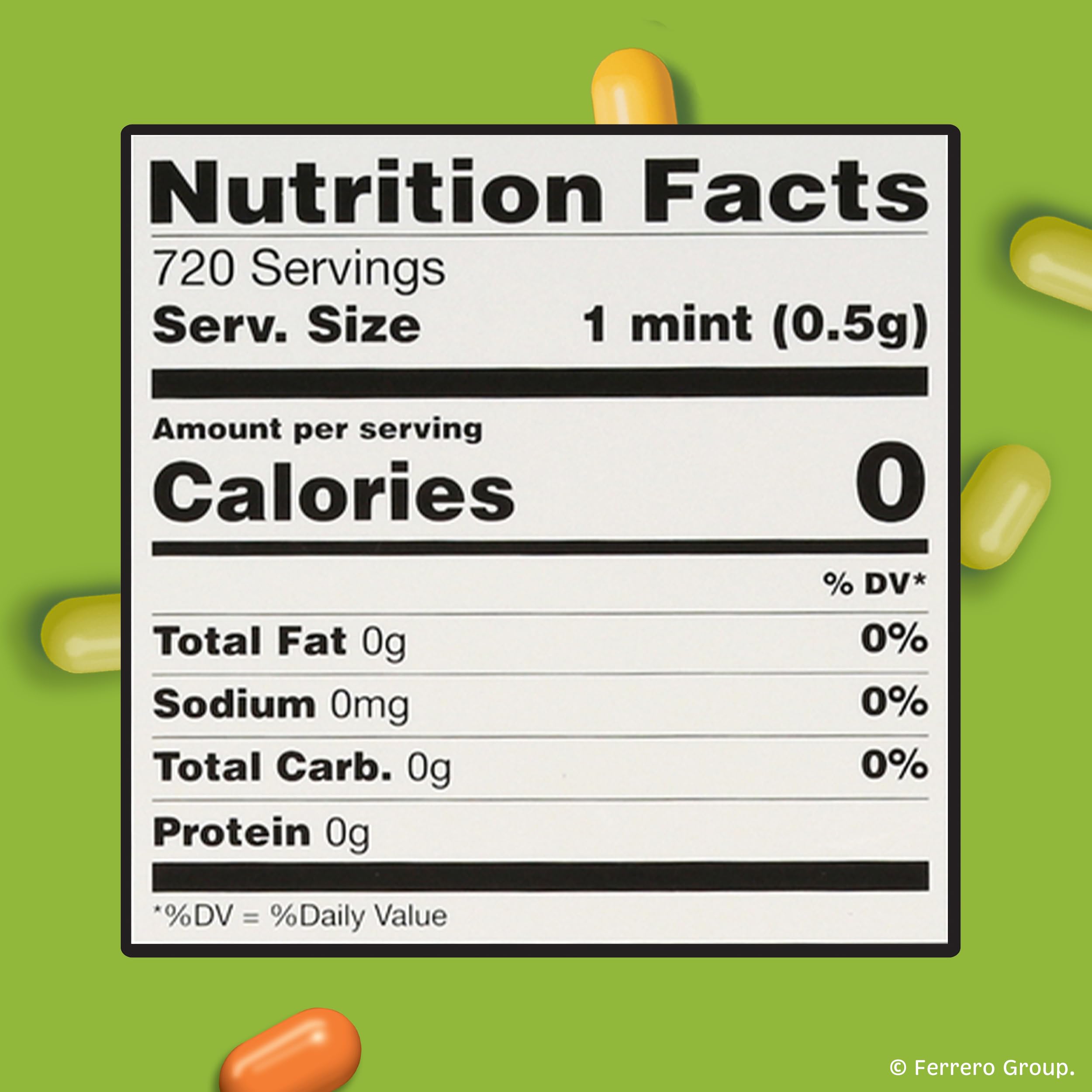 Close-up of Tic Tac Citrus Adventure mint showing citrus flavor layers