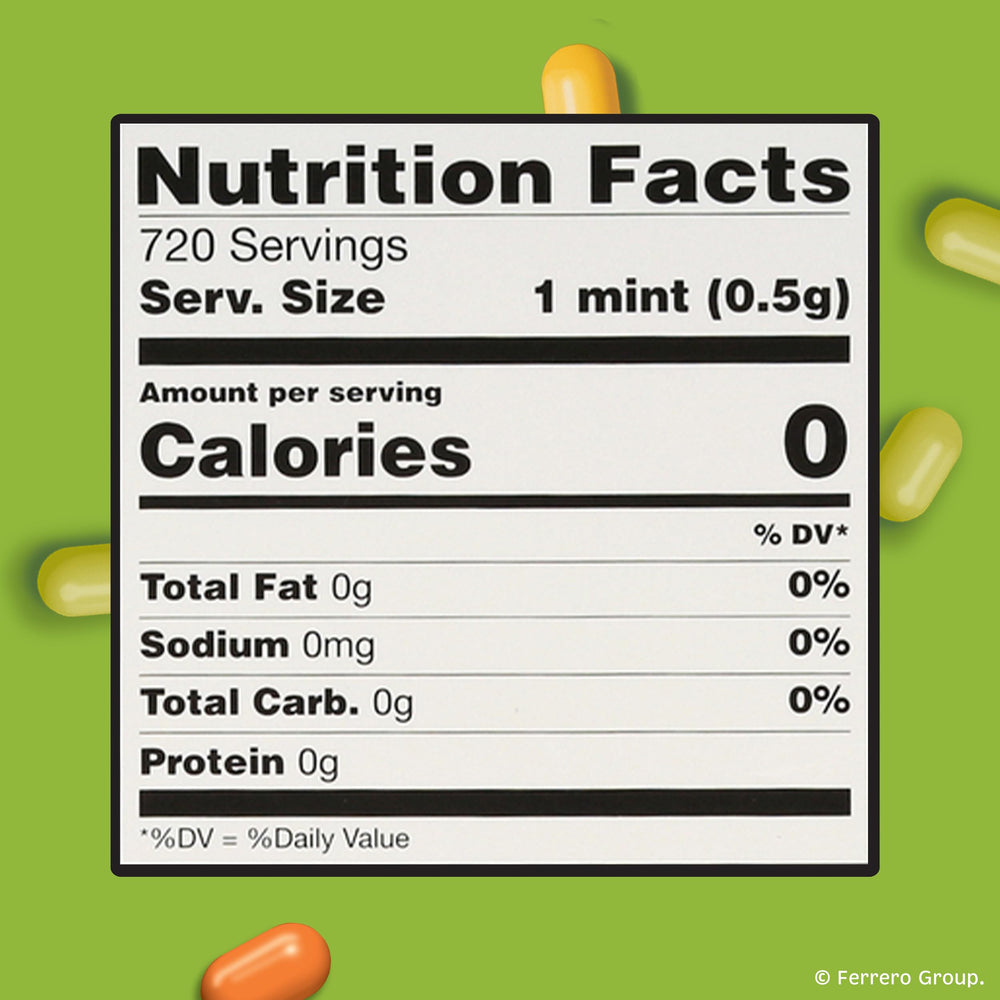 Close-up of Tic Tac Citrus Adventure mint showing citrus flavor layers
