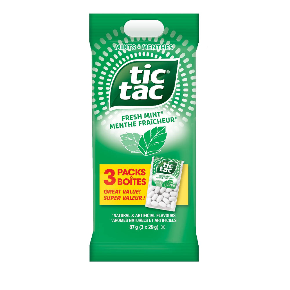 Tic Tac Fresh Mint vanilla-shell close-up showing crisp flavor for quick refresh