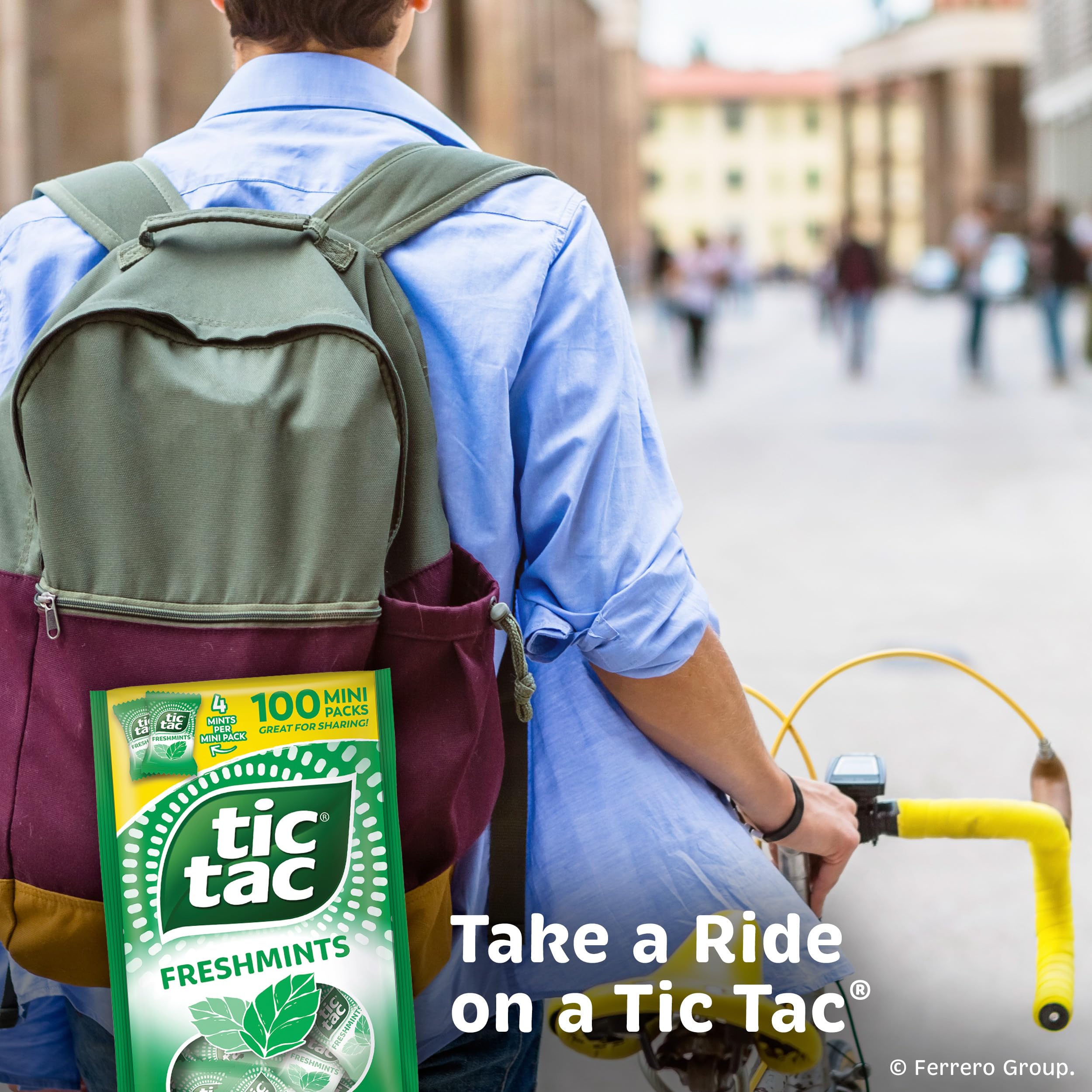 Tic Tac Freshmints on-the-go pack slipping into a pocket for refreshers