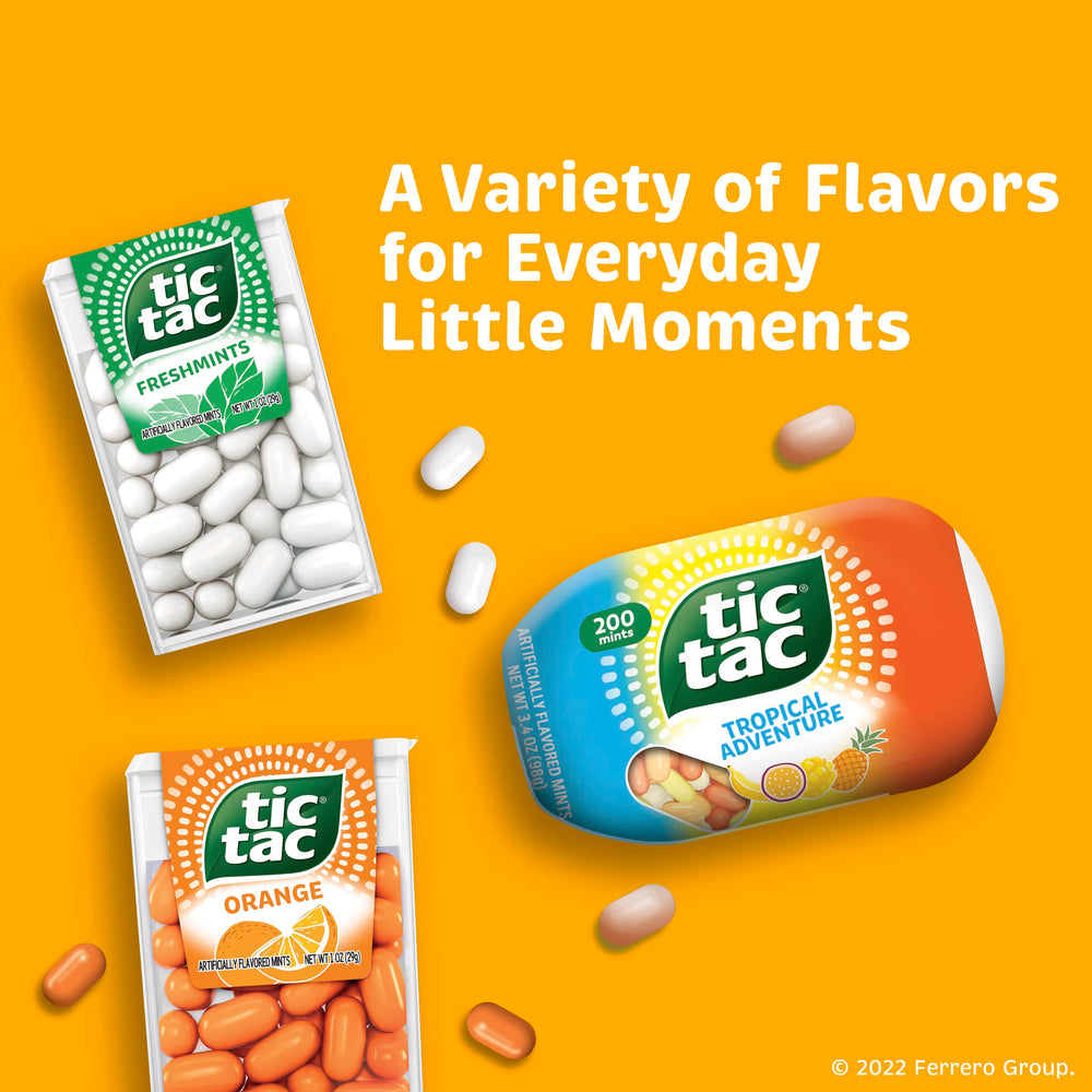 Tic Tac Fruit Adventure breath refresh in action, fruity flavors for quick palate cleanse.